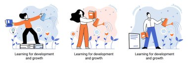 Gelişme ve büyüme. Kendi kendine öğrenme metaforu, online emoloyee eğitim mesafesi e-öğrenme. Yetenek gelişimi. Kendi kendini geliştirme programı başarıya giden yolda. Profesyonel eğitime ulaşma hedefi