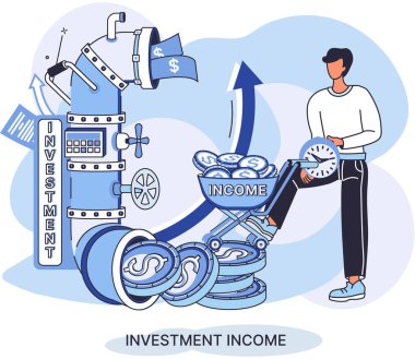 Yatırım, para biriktirme ve büyüme konsepti metaforu. Haritaları ve gelir artışının göstergelerini analiz eder. Menkul kıymetler ve ticari olmayan diğer yatırımlardan elde edilen yatırım gelirleri