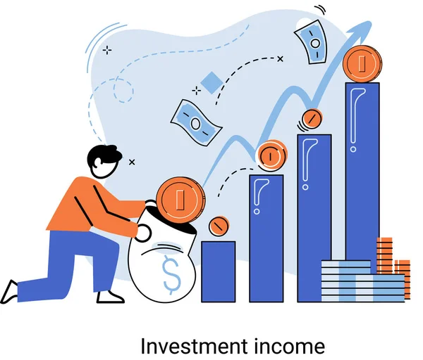 Investimenti Risparmio Denaro Finanza Concetto Crescita Aziendale Metafora Analizza Grafici — Vettoriale Stock