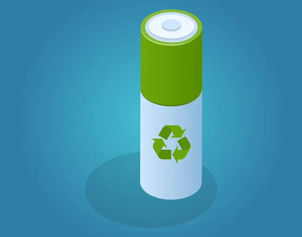 Almacenamiento Energía Batería Reciclable Bajo Consumo Concepto Ecosistema Tecnología Verde — Archivo Imágenes Vectoriales