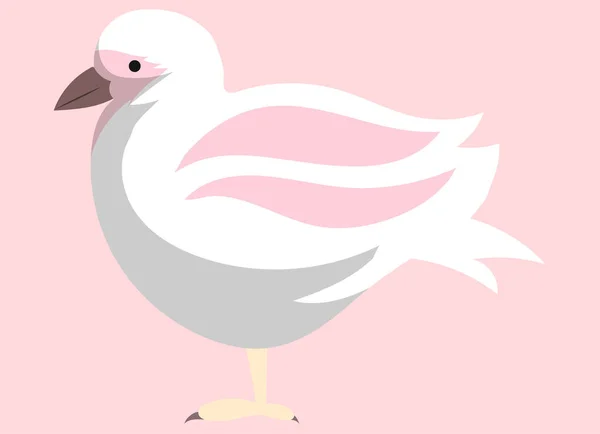 Λευκά Πουλιά Έχουν Πλαϊνή Θέα Φτερά Γλάρου Ροζ Φτερά Διάνυσμα — Διανυσματικό Αρχείο