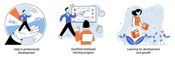 Hilfe Bei Der Beruflichen Entwicklung Qualifiziertes Mitarbeiterschulungsprogramm Lernen Für Softwareentwicklung — Stockvektor