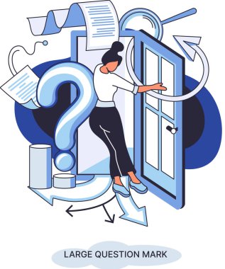 Ladge soru işareti metaforu. Sorun ve çözüm konsepti, soru işareti. Soru sor ve cevapları al. Çevrimiçi destek merkezi. Karmaşık sorunları çözmek, neden forum imzalamak. SSS sık sık yardım istedi.