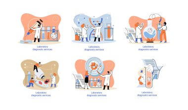 Laboratuvar teşhisi metaforu, sağlık göstergeleri araştırma tedavi muayene kliniği. Doktorun sağlık ve rutin muayenesi. İlaç reçetelerini, laboratuvar ekipmanlarını analiz eder