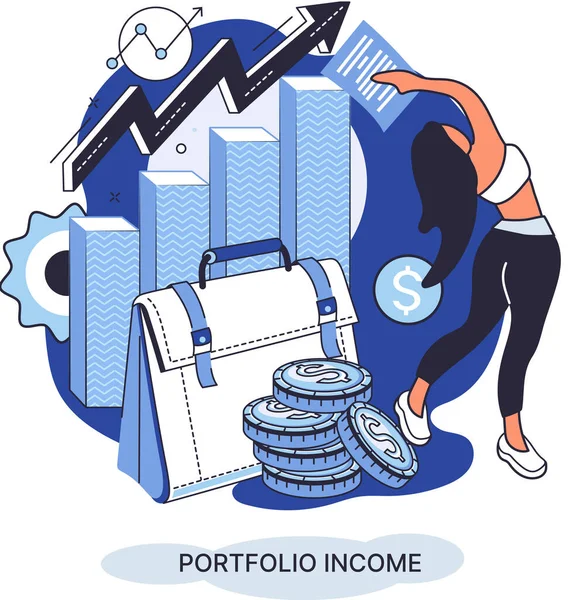 Portefeuille Placement Dollars Revenu Monnaie Acheter Vendre Trading Marché Métaphore — Image vectorielle