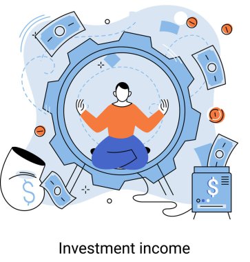 Yatırım, para biriktirme ve büyüme konsepti metaforu. Haritaları ve gelir artışının göstergelerini analiz eder. Menkul kıymetler ve ticari olmayan diğer yatırımlardan elde edilen yatırım gelirleri