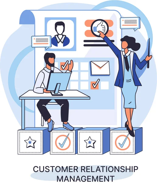Crm Metaphor Customer Relationship Management Application Software Organizations Automatisation Customer —  Vetores de Stock