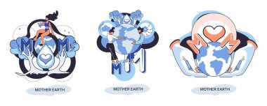 Uluslararası Toprak Ana Günü metaforu. Çevresel sorunlar ve ekolojik koruma. Aşkın evrensel sembolik tatili, ortak bakım evi. Gezegen, ekosistem ve insanlar arasındaki ilişki