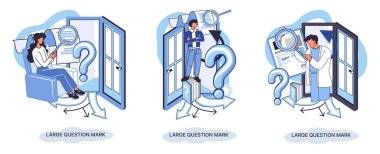 Ladge soru işareti metaforu. Sorun ve çözüm konsepti, soru işareti. Soru sor ve cevapları al. Çevrimiçi destek merkezi. Karmaşık sorunları çözmek, neden forum imzalamak. SSS sık sık yardım istedi.