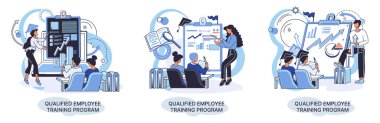 Nitelikli çalışan eğitim programı. Kurs metaforunu tazele. Profesyonel gelişim için yardım. Yazılım geliştirme ve büyümeyi öğrenmek. Çevik proje yönetim ekibi hayat kargaşası projesi toplantısı