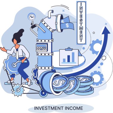 Yatırım, para biriktirme ve büyüme konsepti metaforu. Haritaları ve gelir artışının göstergelerini analiz eder. Menkul kıymetler ve ticari olmayan diğer yatırımlardan elde edilen yatırım gelirleri