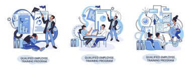 Nitelikli çalışan eğitim programı. Kurs metaforunu tazele. Profesyonel gelişim için yardım. Yazılım geliştirme ve büyümeyi öğrenmek. Çevik proje yönetim ekibi hayat kargaşası projesi toplantısı