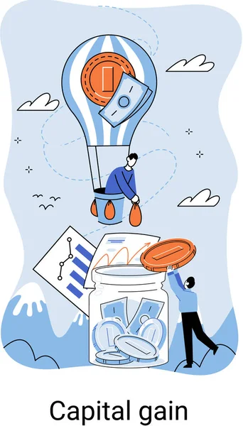 Ganancia Capital Ingreso Neto Beneficio Monetario Gráfico Creciente Para Arriba — Archivo Imágenes Vectoriales