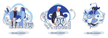 Zen and harmony metaphor, meditation practice. Balance, relaxation, mindfulness. Calm person relaxing. Yoga and spiritual practice, relax, recreation, healthy lifestyle. Japanese cult of mind and body