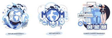 İklim farkındalığını değiştirmek, gezegeni kurtarmak, Dünya Çevre Günü, küresel ısınma ekolojik sorunları. Doğa Ana Günü, biyolojik çeşitlilik metaforu. Çevre eko kavramına dikkat et