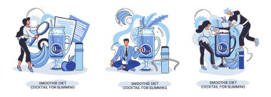 Smoothie, küçük insan metaforunu zayıflatmak için sağlıklı bir diyet kokteyli gibi. Vegan detoks yiyeceği ve içeceği, organik ve vitamin dolu olarak samandan içmek. Ham bileşen, beslenme enerjisi ve diyeti harmanlıyor.