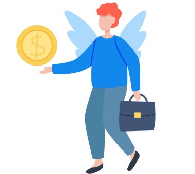 Finansal ya da yatırım artışı, gelir ve sermaye kazancı artışı, zenginlik yönetimi kavramında başarı, elinde büyük altın para tutan akıllı iş adamı.