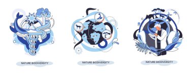 Doğadaki biyolojik çeşitlilik Dünya gezegenindeki yaşamın çevresel çeşitliliği olarak. Vahşi yaşam ekosistem metaforunu kurtarmak. Flora ve Fauna 'nın korunması ve bakımı, çevre dostu insan aktiviteleri, birçok biyolojik tür.