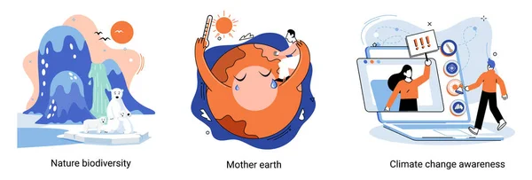 기후에 인식의 지구를 구하는 환경의 생태계의 어머니 Mother Earth Day — 스톡 벡터