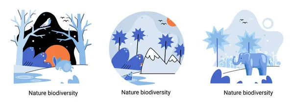 Βιοποικιλότητα Στη Φύση Περιβαλλοντική Ποικιλία Της Ζωής Στον Πλανήτη Αποθήκευση — Διανυσματικό Αρχείο