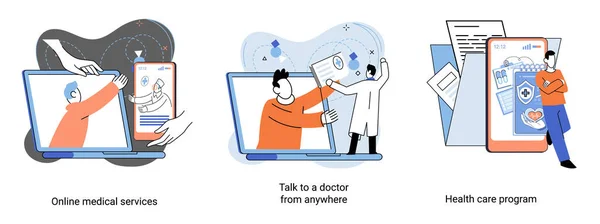 Metafora Del Programma Assistenza Sanitaria Servizi Medici Online Medicina Protezione — Vettoriale Stock