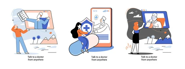 Çevrimiçi Tıbbi Hizmetler Mobil Uygulama Danışma Reçeteli Tıp Profesyonel Doktor — Stok Vektör