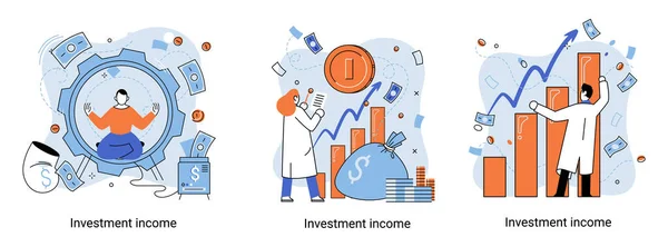 Investissement Épargne Finance Croissance Concept Entreprise Métaphore Analyser Les Graphiques — Image vectorielle