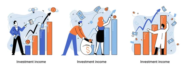 Investissement Épargne Finance Croissance Concept Entreprise Métaphore Analyser Les Graphiques — Image vectorielle