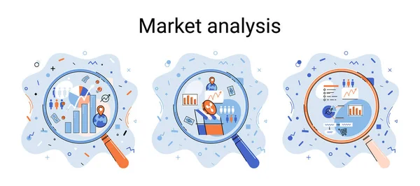 Market Statistics Data Analysis Metaphor Marketing Strategy Development Business Research — Image vectorielle