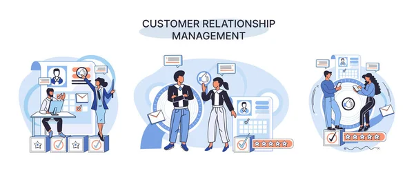 Crm Metaphor Customer Relationship Management Application Software Organizations Automatisation Customer — Stock vektor