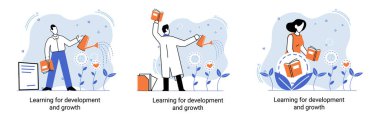 Gelişme ve büyüme. Kendi kendine öğrenme metaforu, online emoloyee eğitim mesafesi e-öğrenme. Yetenek gelişimi. Kendi kendini geliştirme programı başarıya giden yolda. Profesyonel eğitime ulaşma hedefi