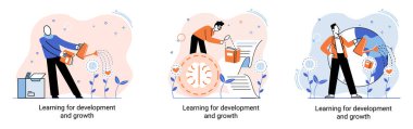 Gelişme ve büyüme. Kendi kendine öğrenme metaforu, online emoloyee eğitim mesafesi e-öğrenme. Yetenek gelişimi. Kendi kendini geliştirme programı başarıya giden yolda. Profesyonel eğitime ulaşma hedefi