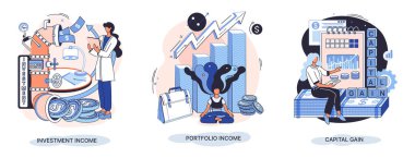 Sermaye kazancı, net gelir, parasal kazanç ve büyüyen grafik. Ekonomik büyüme, yatırım gelirleri. İş başarısının metaforu. Bir mal varlığının satın alma fiyatı ile satış fiyatı arasındaki fark