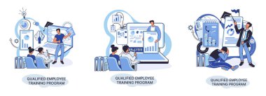 Nitelikli çalışan eğitim programı. Kurs metaforunu tazele. Profesyonel gelişim için yardım. Yazılım geliştirme ve büyümeyi öğrenmek. Çevik proje yönetim ekibi hayat kargaşası projesi toplantısı