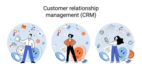 Crm Metaphor Customer Relationship Management Application Software Organizations Automatisation Customer — 图库矢量图片