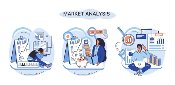 Market Analysis Metaphor Marketing Strategy Development Business Research Identify Business — Wektor stockowy