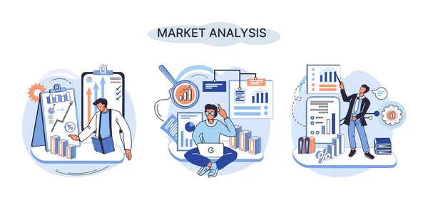 Market Analysis Metaphor Marketing Strategy Development Business Research Identify Business — Image vectorielle