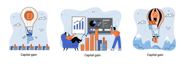 Gain Capital Revenu Net Profit Monétaire Croissance Graphique Croissance Économique — Image vectorielle