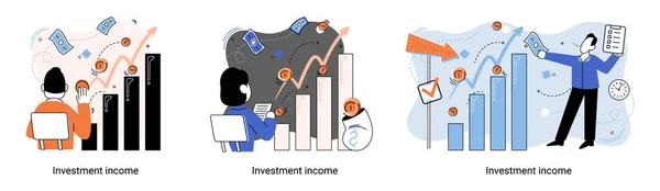 Investeringar Sparande Pengar Och Finansiering Tillväxt Affärsidé Metafor Analyserar Diagram — Stock vektor