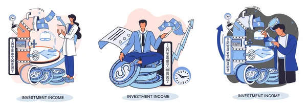 Investimento Economia Dinheiro Crescimento Financeiro Metáfora Conceito Negócio Analisa Gráficos —  Vetores de Stock
