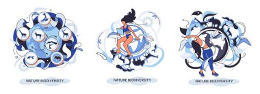 Doğadaki biyolojik çeşitlilik Dünya gezegenindeki yaşamın çevresel çeşitliliği olarak. Vahşi yaşam ekosistem metaforunu kurtarmak. Flora ve Fauna 'nın korunması ve bakımı, çevre dostu insan aktiviteleri, birçok biyolojik tür.