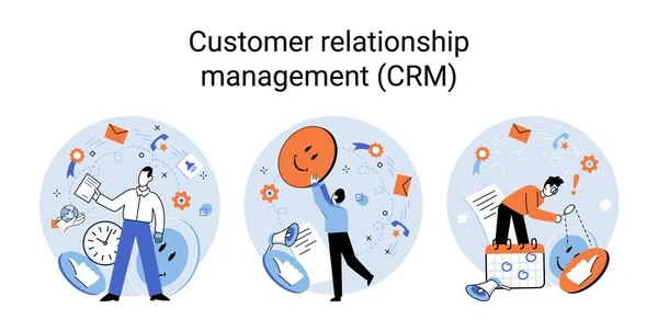 Crm Metaphor Customer Relationship Management Application Software Organizations Automatisation Customer — Stockový vektor