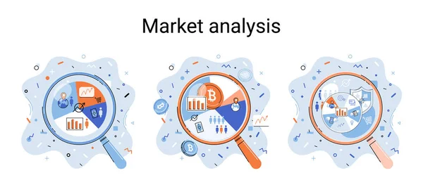 Market Statistics Data Analysis Metaphor Marketing Strategy Development Business Research — Image vectorielle