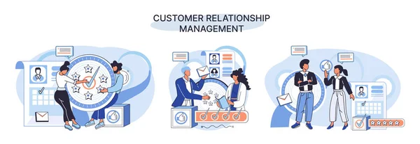 Crm Metaphor Customer Relationship Management Application Software Organizations Automatisation Customer — 图库矢量图片