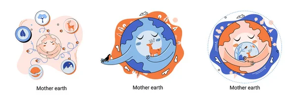 Internationella Moder Jords Dag Metaforen Miljöproblem Och Ekologiskt Skydd Universell — Stock vektor