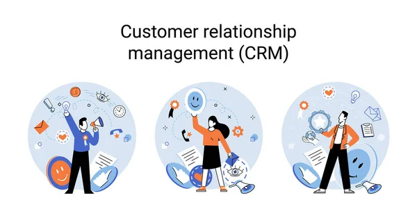 Crm Metaphor Customer Relationship Management Application Software Organizations Automatisation Customer — Stockový vektor