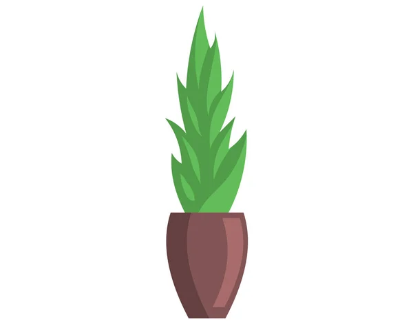 Pot Avec Plante Intérieur Isolé Fond Blanc Pot Fleurs Vectoriel — Image vectorielle