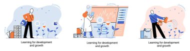 Gelişme ve büyüme. Kendi kendine öğrenme metaforu, online emoloyee eğitim mesafesi e-öğrenme. Yetenek gelişimi. Kendi kendini geliştirme programı başarıya giden yolda. Profesyonel eğitime ulaşma hedefi