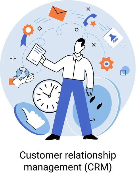 Crm Metaphor Customer Relationship Management Application Software Organizations Automatisation Customer — Stock Vector