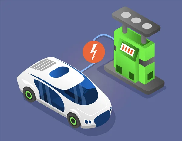 Moderna Carga Eléctrica Inteligente Del Coche Estacionamiento Automóviles Estación Del — Archivo Imágenes Vectoriales